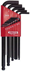 Proto - 13 Piece L-Key Ball End Hex Key Set - Hex Range 0.05 to 3/8", Carbon Steel - Caliber Tooling