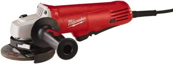 Milwaukee Tool - 4-1/2" Wheel Diam, 10,000 RPM, Corded Angle & Disc Grinder - 5/8-11 Spindle, 120 Volts, 7.5 Amps, Side Exhaust - Caliber Tooling