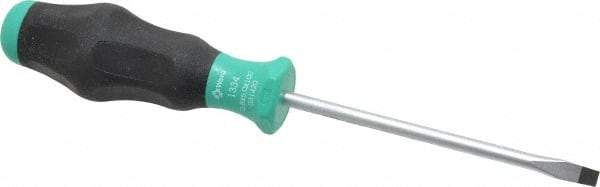 Wera - 198mm OAL Standard Slotted Screwdriver - 100mm Blade Length, Round Shank, Ergonomic Handle - Caliber Tooling