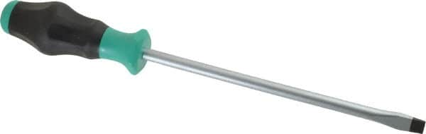 Wera - 312mm OAL Standard Slotted Screwdriver - 200mm Blade Length, Round Shank, Ergonomic Handle - Caliber Tooling