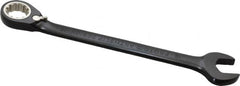 Proto - 18mm 12 Point Combination Wrench - 15° Head Angle, 9-5/16" OAL, Steel, Black Chrome Finish - Caliber Tooling