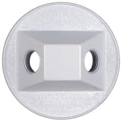 Cooper Crouse-Hinds - 2 Outlet, 1/2" Hole Diam, Powder Coat Finish, Round Noncorrosive Weatherproof Box Cover - 4-1/2" Wide x 9/16" High, Wet Locations, Aluminum, UL Listed - Caliber Tooling