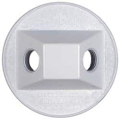 Cooper Crouse-Hinds - 2 Outlet, 1/2" Hole Diam, Powder Coat Finish, Round Noncorrosive Weatherproof Box Cover - 4-1/2" Wide x 9/16" High, Wet Locations, Aluminum, UL Listed - Caliber Tooling