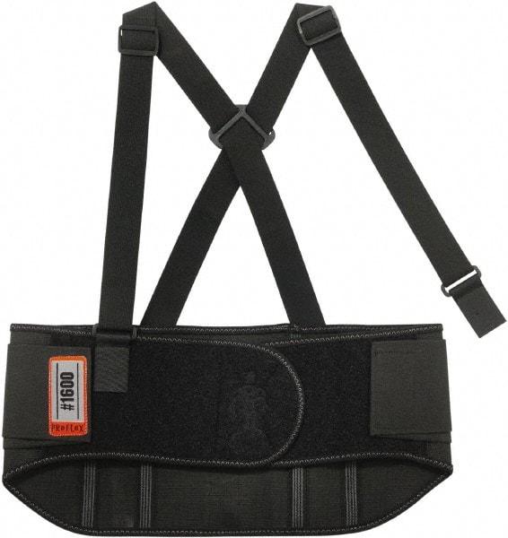 Ergodyne - Size L, Elastic Belt with Adjustable Shoulder Straps - 34 to 38" Waist, 9" Wide, Detachable Strap, Black - Caliber Tooling