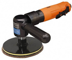 Cleco - 5" Pad Diam, 9,000 RPM, 0.6 hp, Handheld Pneumatic Buffer - 30 CFM, 5/8-11" Spindle Thread, 1/4" Inlet - Caliber Tooling