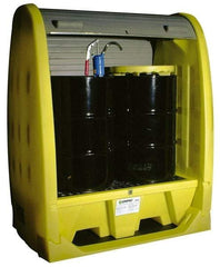 Enpac - 4 Drum, 66 Gal Sump Capacity, Pallet with Rolltop Hardcover - 69" High, Vertical Storage, Polyethylene - Caliber Tooling