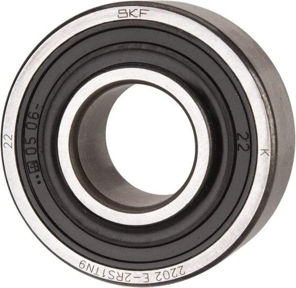 SKF - 15mm Bore Diam, 35mm OD, Double Seal Self Aligning Radial Ball Bearing - 14mm Wide, 2 Rows, Round Bore, 459 Lb Static Capacity, 1,960 Lb Dynamic Capacity - Caliber Tooling