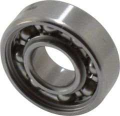 SKF - 1/4" Bore Diam, 5/8" OD, Open Deep Groove Radial Ball Bearing - 0.196" Wide, 1 Row, Round Bore, 139 Lb Static Capacity, 332 Lb Dynamic Capacity - Caliber Tooling