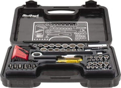 Blackhawk by Proto - 65 Piece 1/4 & 3/8" Drive Standard Socket Set - 5/32 to 13/16", 4 to 17mm, Inch/Metric Measurement Standard - Caliber Tooling