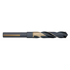 Titan USA - 9/16" 118° 1/2" Shank Black Oxide/Gold Finish High Speed Steel Silver & Deming Reduced Shank Drill Bit - Exact Industrial Supply