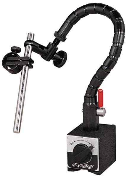 Flexbar - 65 Lb Magnetic Force, Fine Adjustment Indicator Positioner & Holder with Base - Flexible Arm, Rectangular Base, 2-5/8" Base Height, 2-1/4" Base Length, 2" Base Width - Caliber Tooling