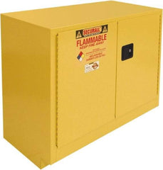 Securall Cabinets - 2 Door, 1 Shelf, Yellow Steel Under the Counter Safety Cabinet for Flammable and Combustible Liquids - 35-9/16" High x 47" Wide x 22" Deep, Manual Closing Door, 3 Point Key Lock, 36 Gal Capacity - Caliber Tooling