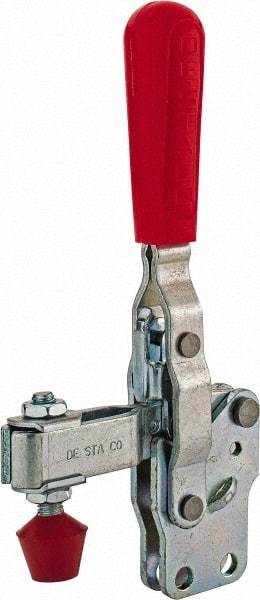 De-Sta-Co - 375 Lb Holding Capacity, Vertical Handle, Manual Hold Down Toggle Clamp - 57° Handle Movement, 99° Bar Opening, U-Bar, Straight Base, Carbon Steel - Caliber Tooling