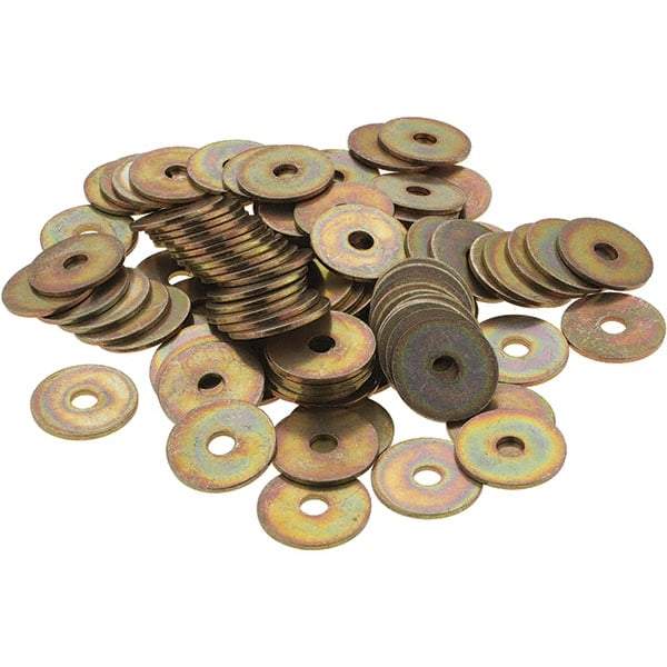 Made in USA - #10 Screw, Grade 1008/1010 Steel Standard Flat Washer - 1/4" ID x 1" OD, 0.06" Thick, Cadmium-Plated Finish, Meets Military Specifications - Caliber Tooling