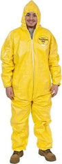 Dupont - Size 2XL PE Film Chemical Resistant Coveralls - Yellow, Zipper Closure, Elastic Cuffs, Elastic Ankles, Serged Seams - Caliber Tooling