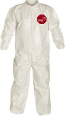 Dupont - Size M Saranex Chemical Resistant Coveralls - White, Zipper Closure, Elastic Cuffs, Elastic Ankles, Bound Seams - Caliber Tooling