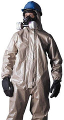 Dupont - Size 2XL Hazmat Chemical Resistant Coveralls - Tan, Zipper Closure, Elastic Cuffs, Open Ankles, Taped Seams - Caliber Tooling