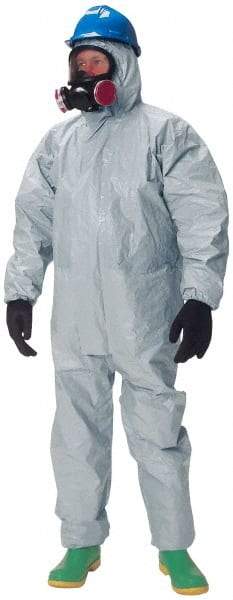 Dupont - Size 3XL Hazmat Chemical Resistant Coveralls - Gray, Zipper Closure, Elastic Cuffs, Elastic Ankles, Taped Seams - Caliber Tooling