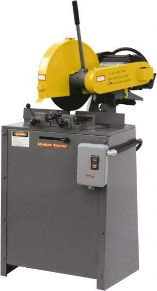 Kalamazoo - 14" Blade Diam, 1" Arbor Hole, Miter Chop & Cutoff Saw - 4,400 RPM, 5 hp, 220 Volts, 1 Phase - Caliber Tooling