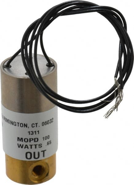 KIP - 10-32 Port, Direct Acting, Brass Solenoid Valve - Normally Closed, 100 Max PSI, Buna-N Seal - Caliber Tooling