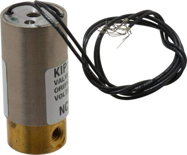 KIP - 10-32 Port, Direct Acting, Brass Solenoid Valve - Multipurpose, 40 Max PSI, Buna-N Seal - Caliber Tooling