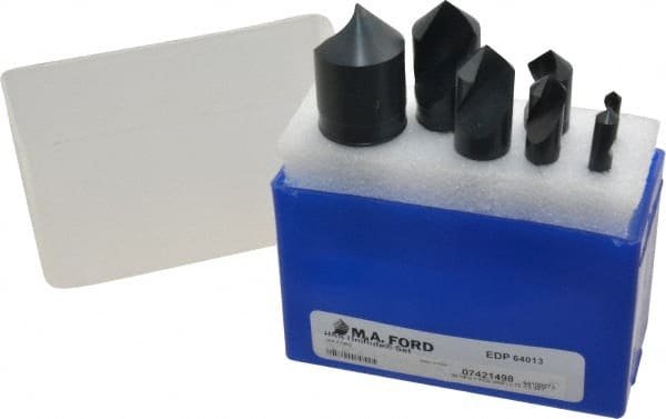 M.A. Ford - 7 Piece, 3/16 to 1" Head Diam, 90° Included Angle, Single End Countersink Set - Caliber Tooling