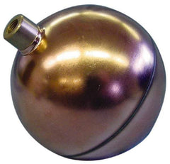 Made in USA - 4" Diam, Spherical, Round Spud Connection, Metal Float - 1/8 NPT Thread, Copper, 25 Max psi, 23 Gauge - Caliber Tooling