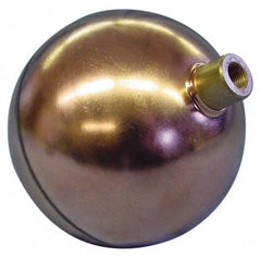 Made in USA - 10" Diam, Spherical, Round Spud Connection, Metal Float - 3/8" Straight Thread, Stainless Steel, 600 Max psi, 14 Gauge - Caliber Tooling