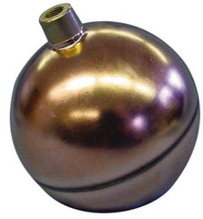 Made in USA - 6" Diam, Spherical, Round Spud Connection, Metal Float - 5/16-18 Thread, Copper, 25 Max psi, 23 Gauge - Caliber Tooling