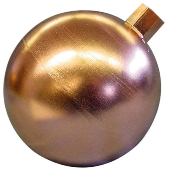 Made in USA - 9" Diam, Spherical, Round Spud Connection, Metal Float - 3/8 NPT Thread, Copper, 25 Max psi, 20 Gauge - Caliber Tooling