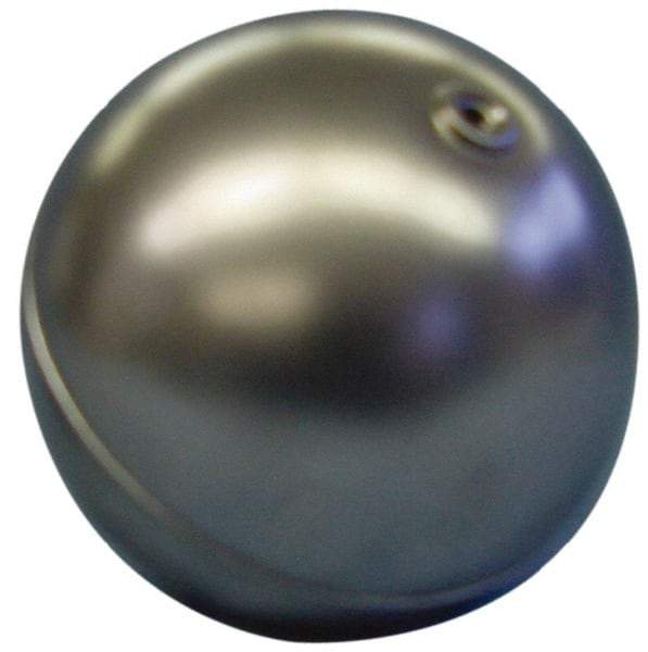 Made in USA - 2" Diam, Spherical, Internal Connection, Metal Float - 1/4-20 Thread, Stainless Steel, 850 Max psi, 25 Gauge - Caliber Tooling