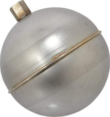 Made in USA - 4" Diam, Spherical, Hex Spud Connection, Metal Float - 1/4-20 Thread, Stainless Steel, 900 Max psi, 19 Gauge - Caliber Tooling