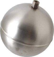 Made in USA - 5" Diam, Spherical, Hex Spud Connection, Metal Float - 1/4-20 Thread, Stainless Steel, 800 Max psi, 19 Gauge - Caliber Tooling