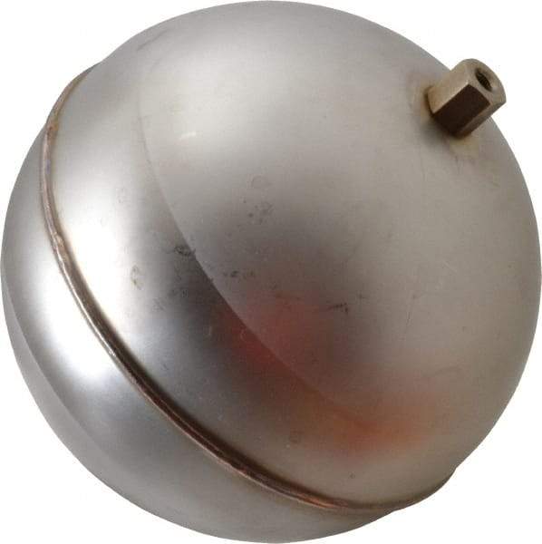 Made in USA - 6" Diam, Spherical, Hex Spud Connection, Metal Float - 1/4-20 Thread, Stainless Steel, 800 Max psi, 18 Gauge - Caliber Tooling