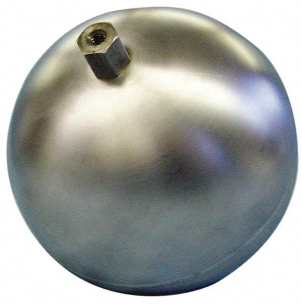 Made in USA - 12" Diam, Spherical, Hex Spud Connection, Metal Float - 1/2" Straight Thread, Stainless Steel, 350 Max psi, 18 Gauge - Caliber Tooling