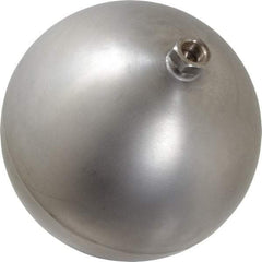 Made in USA - 8" Diam, Spherical, Hex Spud Connection, Metal Float - 3/8" Straight Thread, Stainless Steel, 450 Max psi, 21 Gauge - Caliber Tooling