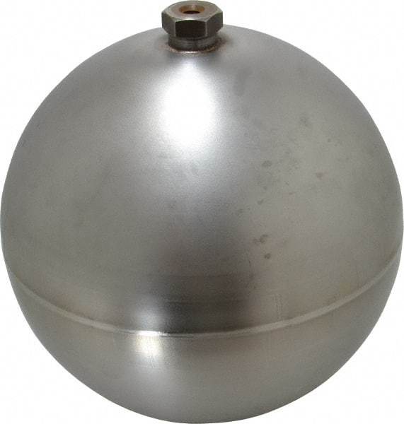 Made in USA - 8" Diam, Spherical, Hex Spud Connection, Metal Float - 3/8-16 Thread, Stainless Steel, 450 Max psi, 21 Gauge - Caliber Tooling