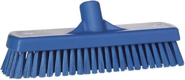 Vikan - 1.7" Bristle Length, Polyester Scrub Brush - 2-1/2" Wide Head, 19" OAL, Blue, Polypropylene Block - Caliber Tooling