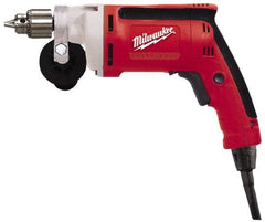 Milwaukee Tool - 1/4" Keyed Chuck, 2,500 RPM, Pistol Grip Handle Electric Drill - 7 Amps, 120 Volts, Reversible, Includes Chuck Key with Holder & Side Handle - Caliber Tooling