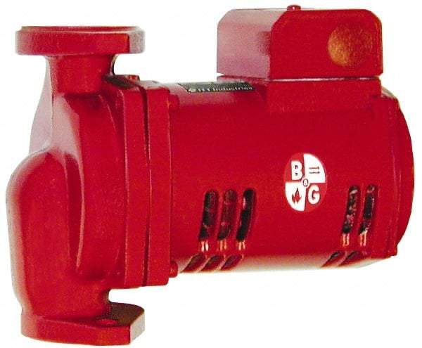 Bell & Gossett - 1/6 hp, 9-1/8" Long, 1 Phase, Cast Iron Housing, Noryl Impeller, Inline Circulator Pump - 115 Volt, 60 Hz, 6-3/8" Flange Width, Bell & Gossett Part No. 1BL002, 150 Max psi, ODP Motor - Caliber Tooling