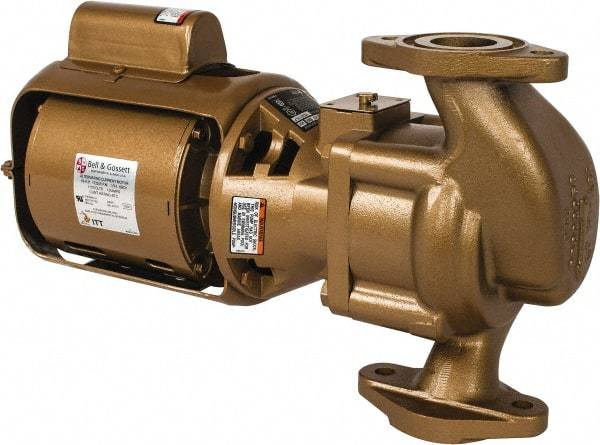 Bell & Gossett - 1/6 hp, 15-3/8" Long, 1 Phase, Bronze Housing, Phenolic Impeller, Inline Circulator Pump - 115 Volt, 60 Hz, 8-1/2" Flange Width, Bell & Gossett Part No. 102213, 125 Max psi, ODP Motor - Caliber Tooling