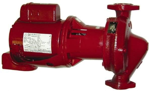 Bell & Gossett - 3/4 hp, 21-11/16" Long, 1 Phase, Cast Iron Housing, Bronze Impeller, Inline Circulator Pump - 115/230 Volt, 60 Hz, 11-1/2" Flange Width, Flanges Included, Bell & Gossett Part No. 172718, 175 Max psi, ODP Motor - Caliber Tooling