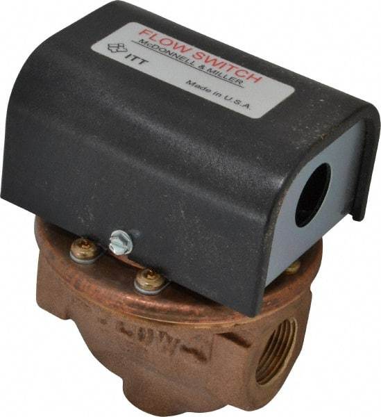 McDonnell & Miller - 100 psi, Brass Housing, High Sensitivity Flow Switch - 0.12 Flow Set Point, 0.12 to 2.5 GPM - Caliber Tooling