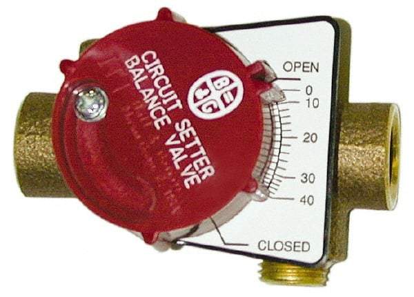 Bell & Gossett - 3/4" Pipe, Solder End Connections, Inline Calibrated Balance Valve - 3-1/2" Long, 2-3/4" High, 200 Max psi, Brass Body - Caliber Tooling