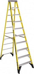 Werner - 9 Steps, 10' High, Type IAA Rating, Fiberglass Step Ladder - 375 Lb Capacity, 32" Base Width - Caliber Tooling