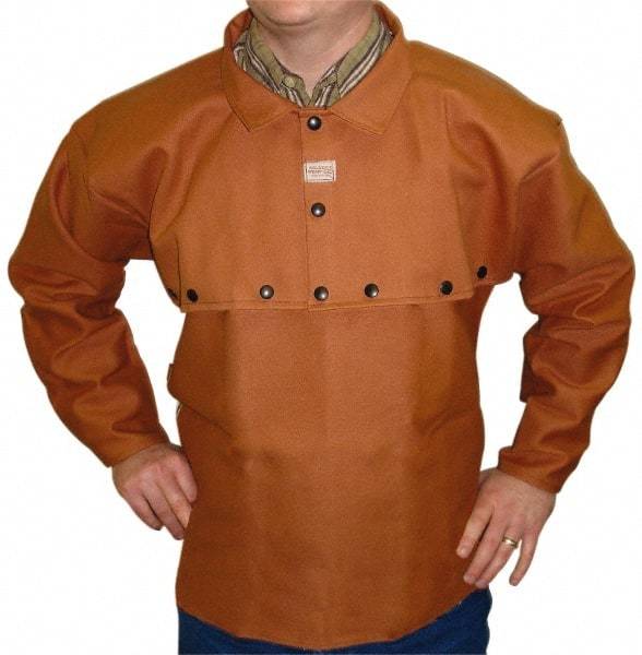 Stanco Safety Products - Size 3XL, 54-56" Chest, 20" Long, Flame Resistant, Cape Sleeves & Bib - Cotton, 12 oz, Russet - Caliber Tooling