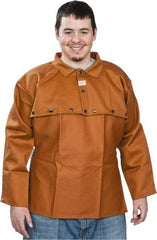 Stanco Safety Products - Size XL, 46-48" Chest, 20" Long, Flame Resistant, Cape Sleeves & Bib - Cotton, 12 oz, Russet - Caliber Tooling