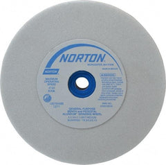 Norton - 60 Grit Aluminum Oxide Bench & Pedestal Grinding Wheel - 6" Diam x 1" Hole x 3/4" Thick, 4140 Max RPM, J Hardness, Medium Grade , Vitrified Bond - Caliber Tooling