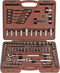 Paramount - 107 Piece 1/4, 3/8 & 1/2" Drive Standard Deep Socket Set - 6, 8 & 12 Points, 5/32 to 1/2", 4 to 13mm, Inch/Metric Measurement Standard - Caliber Tooling