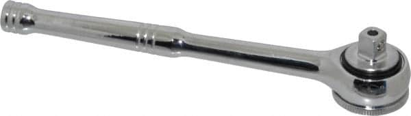 Paramount - 3/8" Drive Round Head Quick-Release Ratchet - Chrome Finish, 7-29/32" OAL, 45 Gear Teeth, Full Polished Knurled Handle - Caliber Tooling